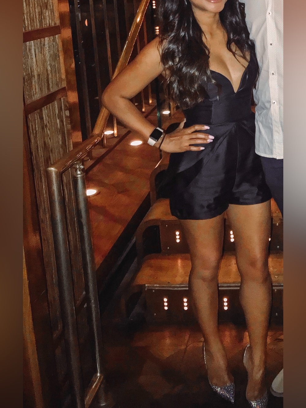 Zimmermann Black Satin Plunge Romper size 0